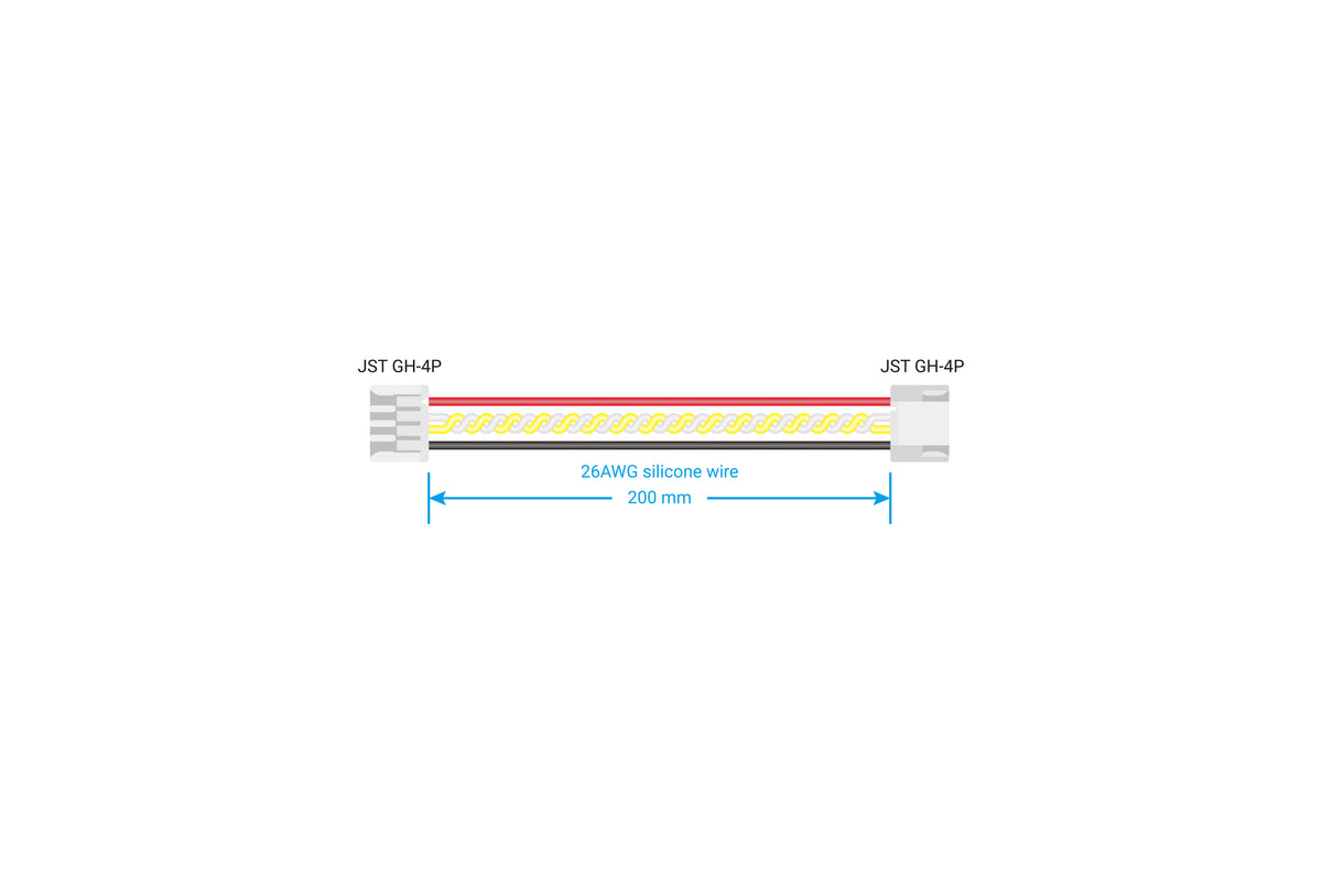 JST GH 1.25mm 4-Pin Reverse CAN Cable, Twisted Pair, 20cm 26AWG Silico ...